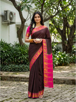 Mimosa - Brown Crepe Mysore Silk Zari Woven Saree