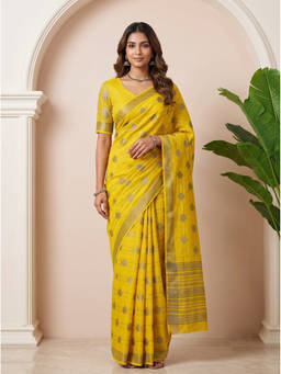 Mimosa - Yellow Tusser Banarasi Zari Woven Saree
