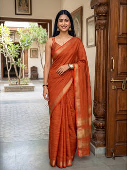 Mimosa - Orange Crepe Mysore Silk Zari Woven Saree