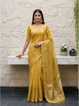 Mimosa - Gold Tusser Banarasi Saree