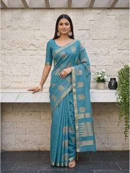 Mimosa - Teal Tusser Banarasi Saree