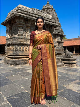 Mimosa - Green Art Silk Kanjivaram Zari Woven Saree
