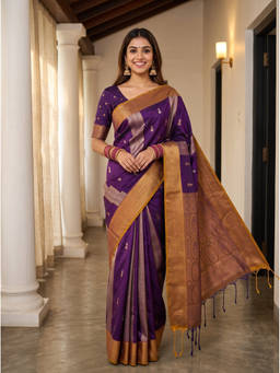 Mimosa - Purple Art Silk Kanjivaram Zari Woven Saree
