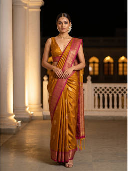 Mimosa - Mustard Art Silk Kanjivaram Zari Woven Saree