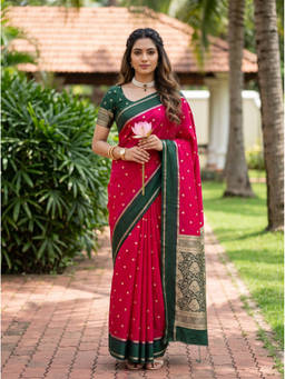 Mimosa - Women's Red Crepe Mysore Silk Timeless Saree