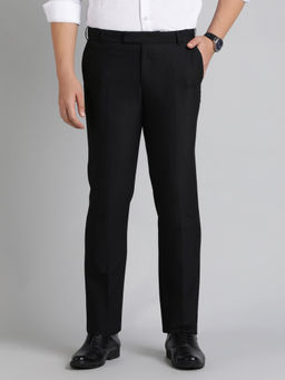Metal - Black Terry Rayon Solid Formal Trouser