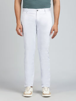 Greenfibre - Light Blue Cotton Stretch Solid Casual Trouser