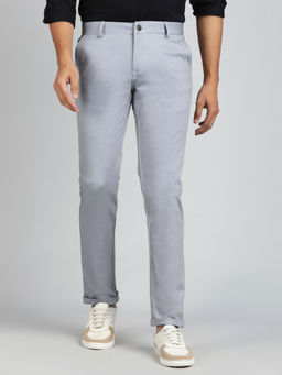 JadeBlue - Light Grey Blended Textured Casual Trouser