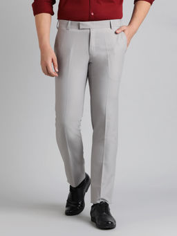 Metal - Grey Terry Rayon Solid Formal Trouser