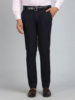 JadeBlue - Black Poly Viscose Solid Formal Trouser