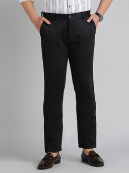 JB Studio - Black Blended Solid Club Wear Trouser