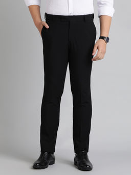 Metal - Black Poly Viscose Solid Formal Trouser