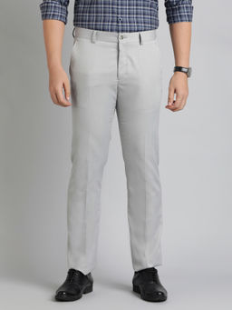 Greenfibre - Light Grey Poly Viscose Solid Formal Trouser