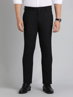 JadeBlue - Black Poly Viscose Solid Formal Trouser