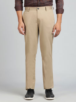 JadeBlue - Khaki Cotton Stretch Solid Casual Trouser
