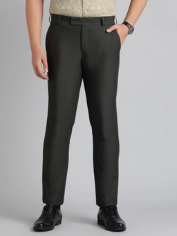 Metal - Dark Grey Terry Rayon Solid Formal Trouser