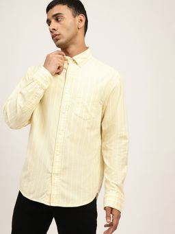 GANT - Men Yellow Striped Regular Fit Shirt