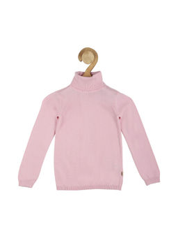Allen Solly Junior - Girls Pink Solid Regular Fit Sweater