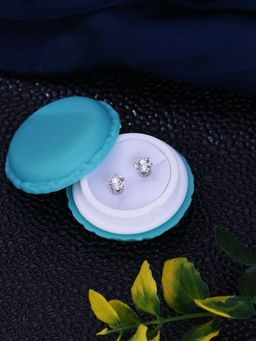 Yellow Chimes - White Diamond Shaped Studs Earrings