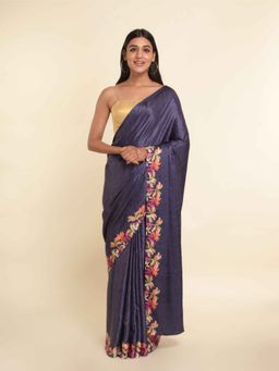 Suta - Purple Printed Viscose Rayon Saree