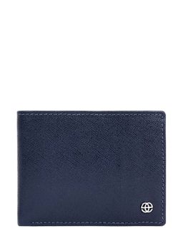 Eske - Jeremy Mens Two Fold Wallet, 3 Card Holders, Navy Blue Saffiano