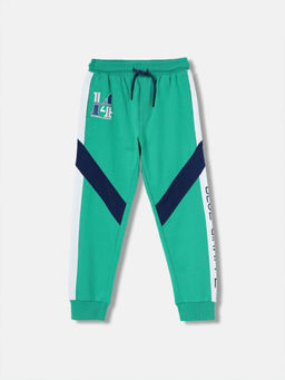 Blue Giraffe - Boys Green Color-Blocked Straight Fit Sweatpant