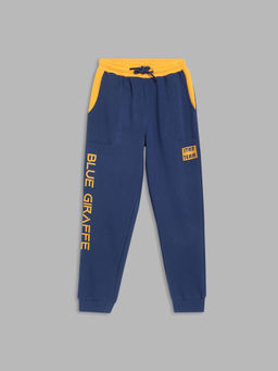 Blue Giraffe - Boys Blue Solid Straight Fit Sweatpant