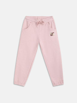 Blue Giraffe - Girls Pink Solid Regular Fit Sweatpant