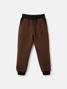 Blue Giraffe - Boys Brown Checks Regular Fit Mid-Rise Trackpant