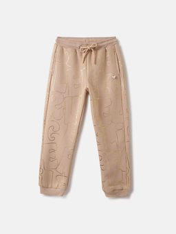 ELLE - Girls Beige Printed Relaxed Fit Sweatpant