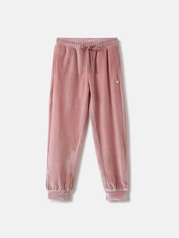 ELLE - Girls Pink Solid Relaxed Fit Sweatpant