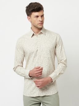 CRIMSOUNE CLUB - Men Beige Floral Printed Shirt