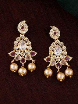 Estele - Gold Plated CZ Gorgeous Designer Earrings with Pearls for Women