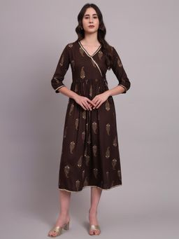 Jaipur Kurti - Women Brown Printed A-Line Dress