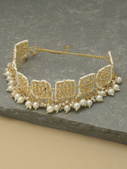 Zaveri Pearls - Gold Tone Kundan and Pearls Embellished Ethnic Head Chain-ZPFK12195