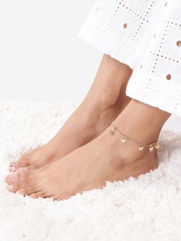 Carlton London - Gold Plated Multiple Butterfly Charm Anklet