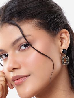 Carlton London - Gold Plated Cz Square Shaped Drop Earring