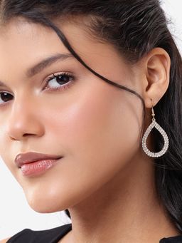 Carlton London - Gold Plated Cz Studded Tear Drop Earring