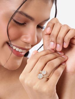 Carlton London - Rose Gold Plated Cz Adjustable Ring