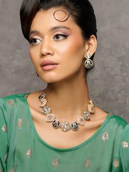 Curio Cottage - Meira Indigo Blush Enamel Necklace Set