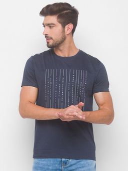 Being Human - Men Printed Navy Blue T-Shirt