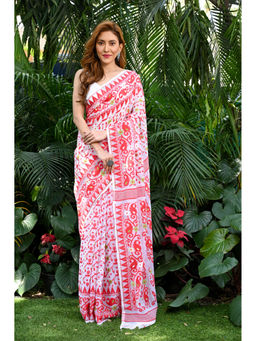 Beatitude - Multi-Color Jacquard Jamdani Cotton Silk Saree with Unstitched Blouse