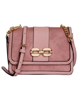 Accessorize London - Womens Faux Leather Pink Suedette Chain Sling Bag