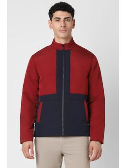 Van Heusen - Men Maroon Colorblock Casual Jacket