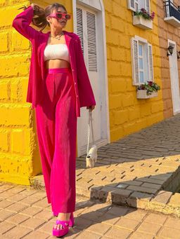 Uptownie - Riya Jain's On The Go Pleated Co-Ord Set (Pink XS