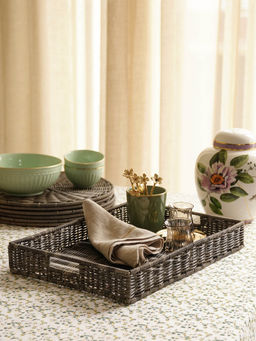 Pure Home + Living - Grey Resin Wicker Tray