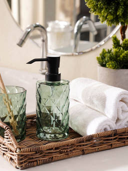 Pure Home + Living - Green Prism Textured Glass Soap Dispenser