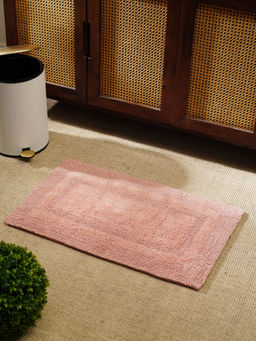 Pure Home + Living - Pink Cotton Single Border Reversible Bathmat