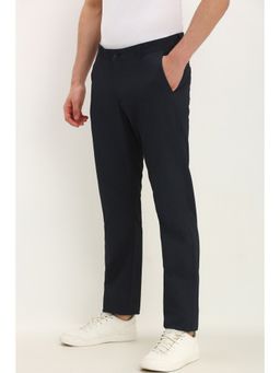 Allen Solly - Men Navy Regular Fit Textured Casual Trousers