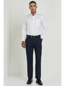 Allen Solly - Men Navy Slim Fit Textured Formal Trousers